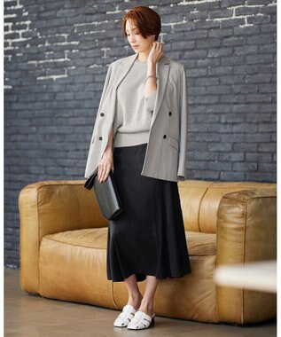 ICB L 【WEB限定カラーあり・洗える】ペーパーブレンドシャインニット 五分袖プルオーバー トープ系