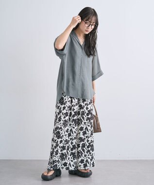 Green Parks 花柄ワイドパンツ White