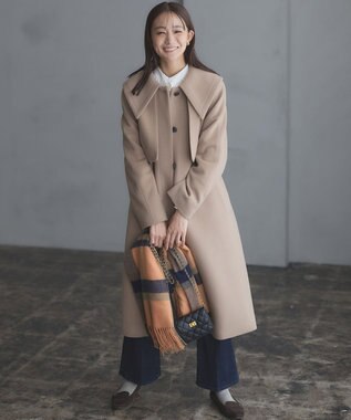 組曲 ウールマルチチェックストール オレンジ系3