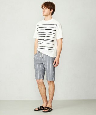 JOSEPH ABBOUD MOUNTAIN 【SPACE／UNISEX】スラブプレーティングボーダープリント Tシャツ ホワイト系2