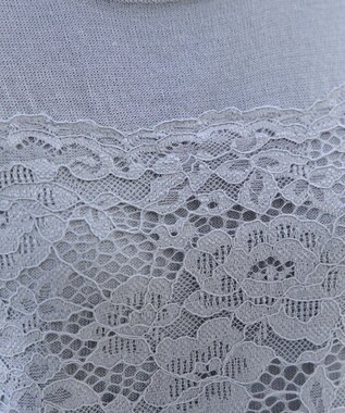 Tiaclasse L 【洗える】レースドッキングニットチュニック グレー