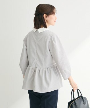 Green Parks ef-de 衿取り外しペプラムブラウス Light Gray