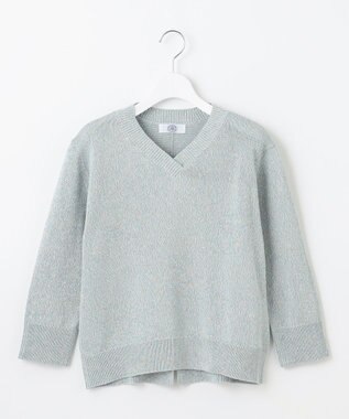 J.PRESS LADIES 【洗える】GIMA COTTON ミックスカラー Vネック ニット ミントMIX系
