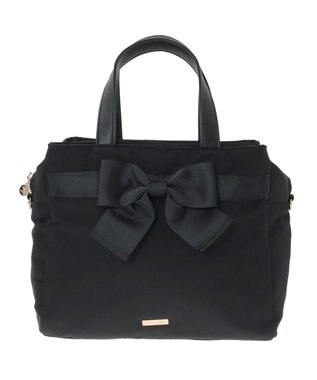 Maison de FLEUR グログランリボン3ルーム2Wayトートバッグ Black