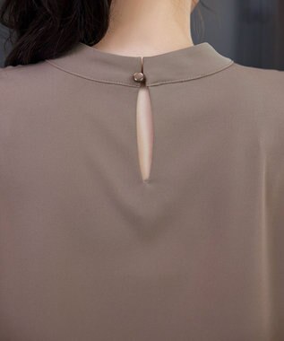 Tiaclasse 【ブラウス&パンツ2点セット】サイドプリーツブラウス×テーパードパンツ セットアップ モカ