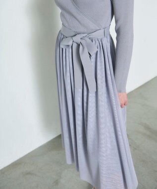 GRACE CONTINENTAL チュールコンビニットワンピース グレー