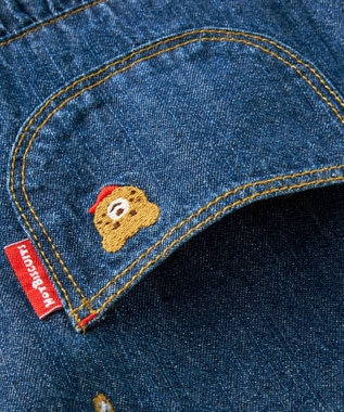 MIKI HOUSE HOT BISCUITS 【70-110cm】ワンポイント 6オンスデニム ジャンパースカート インディゴブルー