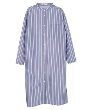CRAFT STANDARD BOUTIQUE プランサーボタンシャツワンピース Stripe Blue