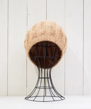 石田製帽 オーガニックコットン アラン編みベレー キャメル