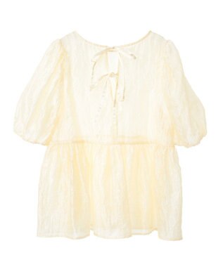 earth music&ecology シアージャガードペプラムチュニック Yellow