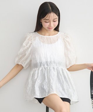 earth music&ecology シアージャガードペプラムチュニック White