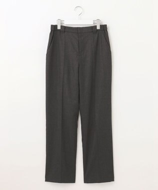 自由区 【洗える】ウォッシャブルハイカウントフラノ ストレートパンツ グレー系