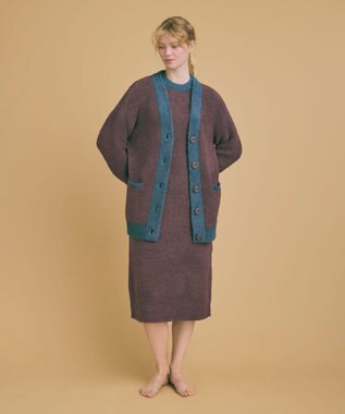 une nana cool カラーブロッキング　カーディガン ブラウン