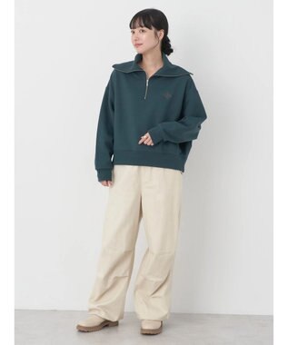 earth music&ecology ハーフＺＩＰ裏起毛プルオーバー Dark Green