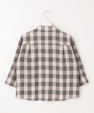J.PRESS LADIES 【洗える】フレンチリネン チェック ブラウス ブラック×ベージュチェック系3
