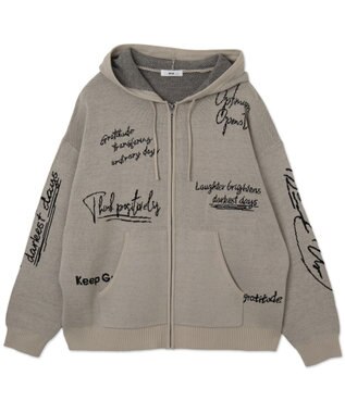 WEGO 【ユニセックス着用ITEM】ジャガードロゴジップパーカー ホワイト