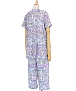 tsumori chisato SLEEP ツモリチサト パジャマ ベア天竺素材(トップス) 綿100%(ボトム) 4分袖 9分丈 レディース UDT113 /ワコール サックス
