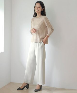 J.PRESS LADIES L 【洗える】WOOL BLEND AIR クルーネック ニット ベージュ系