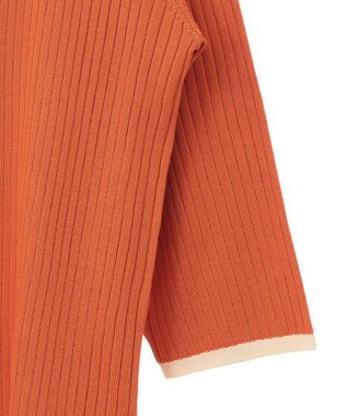 Green Parks ＢＰ　袖口カラーリブ７分袖ニットプルオーバー Orange