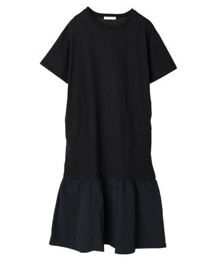 Green Parks 裾切り替えＴＥＥワンピース Black