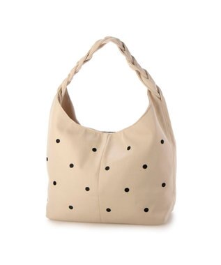 UNBILLION カシュカシュ cachecache / 三つ編みハンドルドット刺繍トート アイボリー