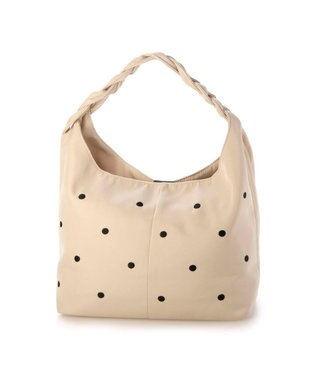 UNBILLION カシュカシュ cachecache / 三つ編みハンドルドット刺繍トート アイボリー