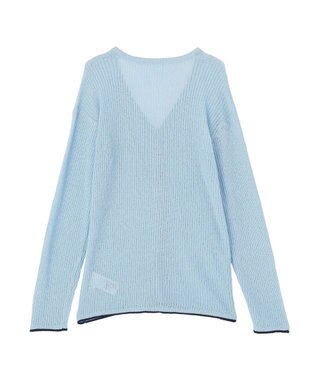 earth music&ecology バイカラーハリヌキカーディガン Light Blue