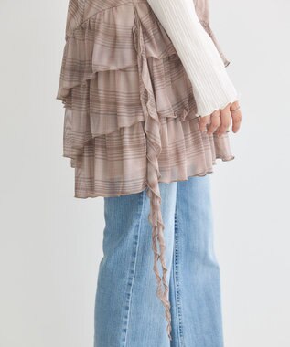 earth music&ecology フロントリボンチェックミニキャミワンピース Check Brown