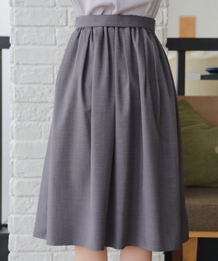 Tiaclasse L ベルト付きフレアスカート チャコールグレー