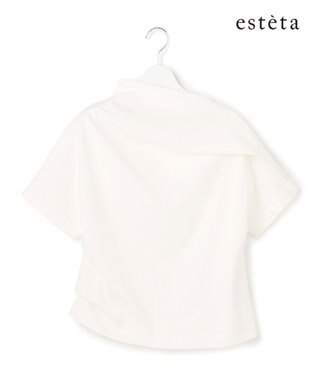 23区 L 【エステータ】トリアセファインジャージー アシンメトリーハイネック カットソー ホワイト系