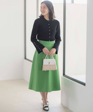 組曲 【洗える・シワになりにくい】GEMINI フレアスカート ダークグリーン系