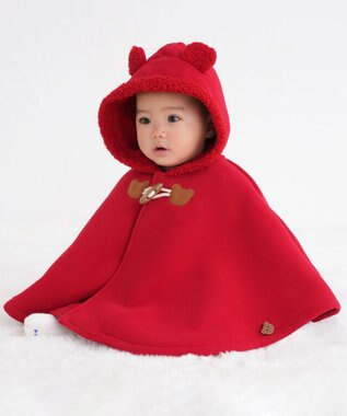 MIKI HOUSE HOT BISCUITS お耳付きボアフリース ダッフルマントギフトセット【BOX付き】 赤