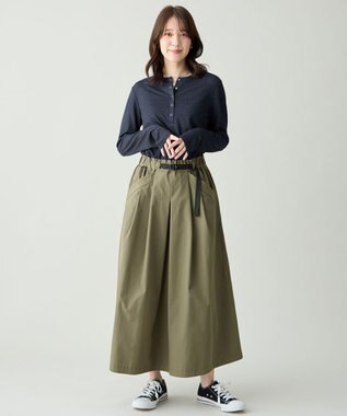 ANY クリアラメフライスヘンリーネックプルオーバー ネイビー