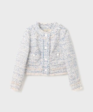 GRACE CONTINENTAL フリンジツイードジャケット ブルー