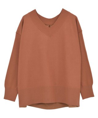 Green Parks 異素材切替ニットチュニック Orange