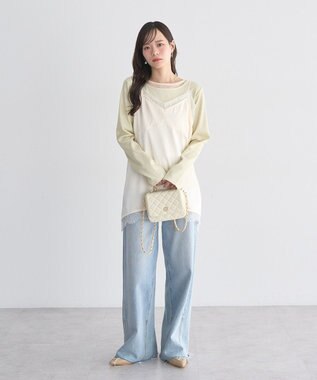 earth music&ecology レイヤード風テレコプルオーバー Yellow