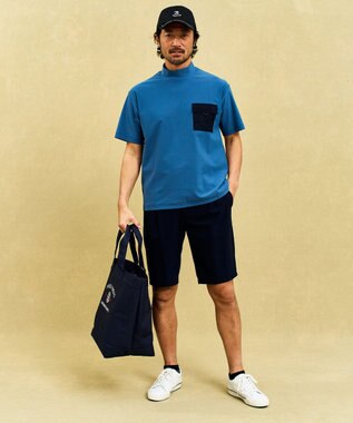 23区GOLF 【MEN】機能に優れた新素材「AIR TOOL」ポケットモックネック サックスブルー系