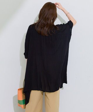 Green Parks ハシゴレースレーヨンクレープチュニック Black