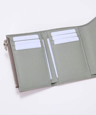 TOPKAPI 【Breath TOPKAPI】DUAL デュアル シュリンクレザー バイカラー 三つ折り 財布　薄型 / 軽量 グレージュ