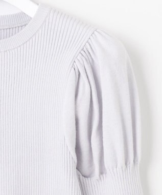 Feroux 【洗える】パフスリーブラメ ニット スカイブルー系