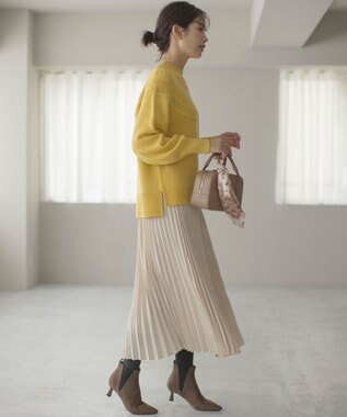 組曲 【WEB限定カラーあり】透かし編みバルキーハイネックニット 【WEB限定】イエロー系9