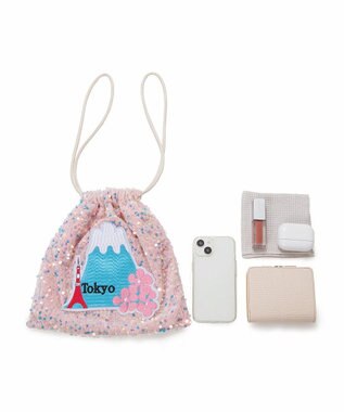 TOPKAPI 【TREASURE TOPKAPI】スパンコール エンブロイダリー刺繍 巾着 バッグ / ポーチ ピンク