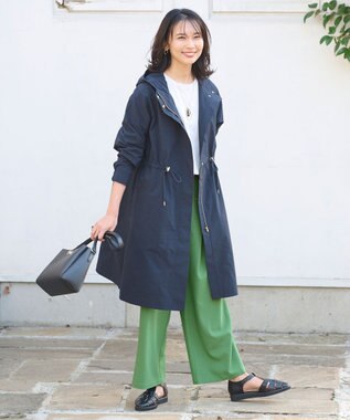 ANY L 【ウエストゴム】イージケア美脚パンツ ワイド グリーン