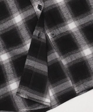 WEGO 【25年秋冬新作】チェックフードBIGネルシャツ ブラック