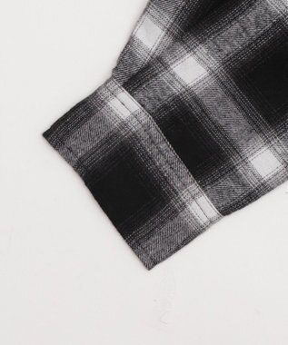 WEGO 【25年秋冬新作】チェックフードBIGネルシャツ ブラック