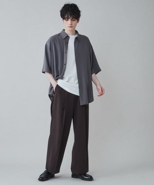 WEGO トロミ　ベルト付きワイドスラックス ダークブラウン