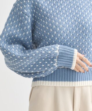 earth music&ecology ポコポコジャガードニットプルオーバー Blue