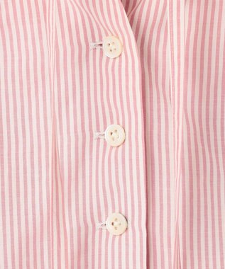 J.PRESS LADIES 【洗える】コットンアセVis ストライプ ギャザー ブラウス オレンジ系1