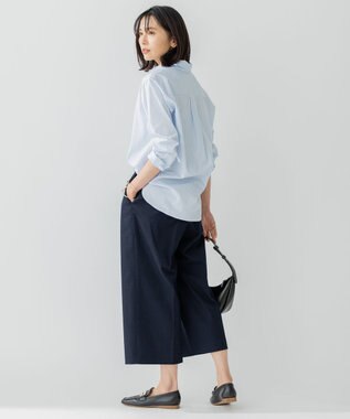 23区 【洗える】カルゼストレッチ クロップド パンツ ネイビー系