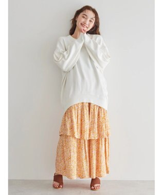 AMERICAN HOLIC ティアードエスニックプリントスカート Orange